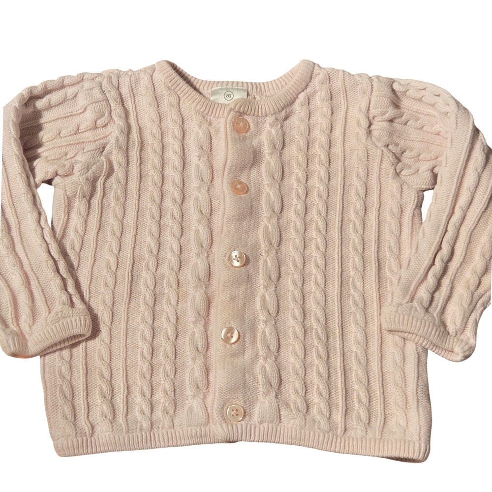 Hanna Andersson Baby Toddler Organic Cotton Cable Knit Cardigan Sweater 80cm/12m